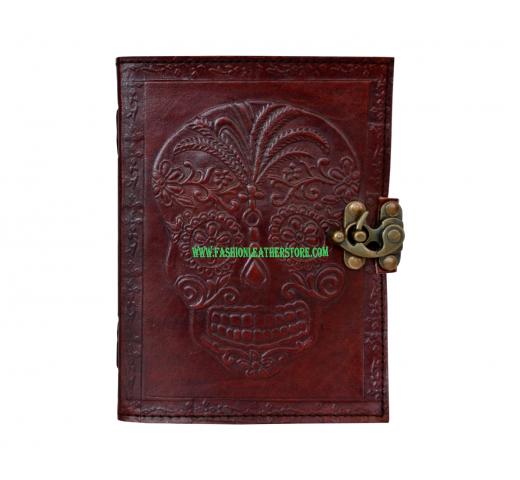 Day Of The Dead Sugar Skull Handmade Book Of Shadows Leather Journal Wicca Diary